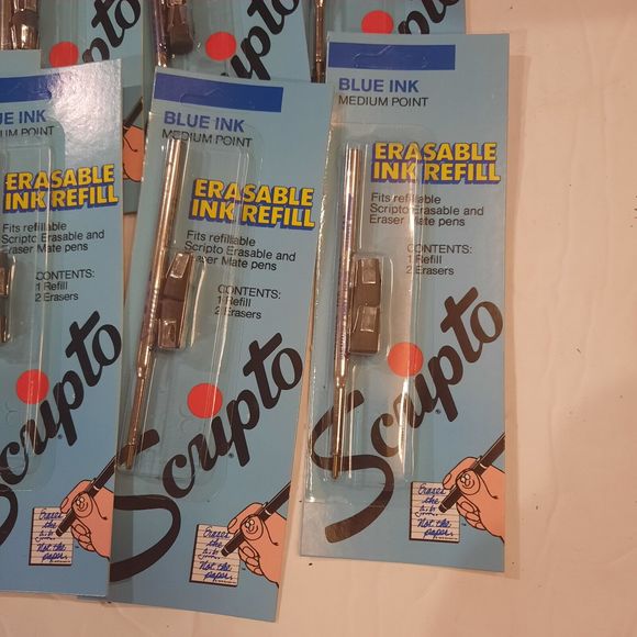 Vintage SCRIPTO Blue Erasable Ink Refill - Medium Point - Box Lot Of 12 - NOS - Picture 4 of 5